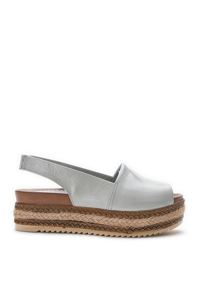 LOS SHOES Hakiki Deri Turkuaz Sandalet Hasır Örgü Taban