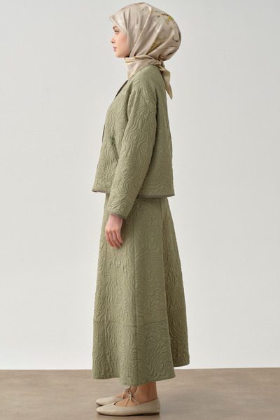 Tuğba Cepli Parçalı Kapitone Etek - Mint