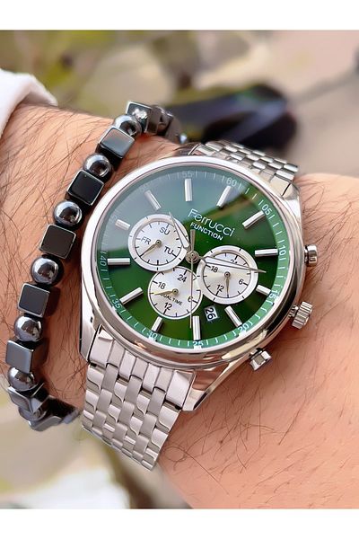Ferrucci Men's Wristwatch with Steel Cord Function 3 Atm Waterproof with 2 Years Warranty+Bracelet as a Gift