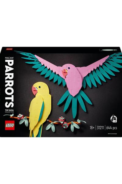 LEGO ® Art Fauna Collection – Macaw Parrots 31211 - Construction Set for Ages 18 and Up (644 Pieces)