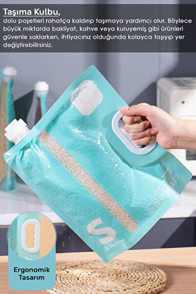 Meleni Home 5 Parça Vakumlu Saklama Poşeti Seti - Vakum Pompalı Hava Almaz Vakumlu Gıda Erzak Saklama Torbası