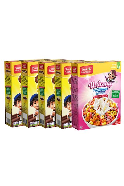 TURK GARDEN Choco Shells + Unicorn Corn Flakes 500 Gr 5 Pack Mixed