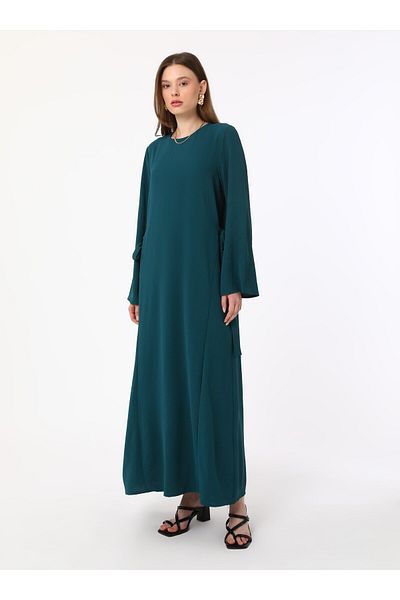 Refka Dark Emerald Dress - Hijab Refka with Side Lacing Detail