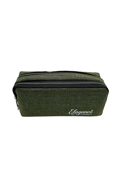 Elegance Khaki Double Compartment Pen Bag