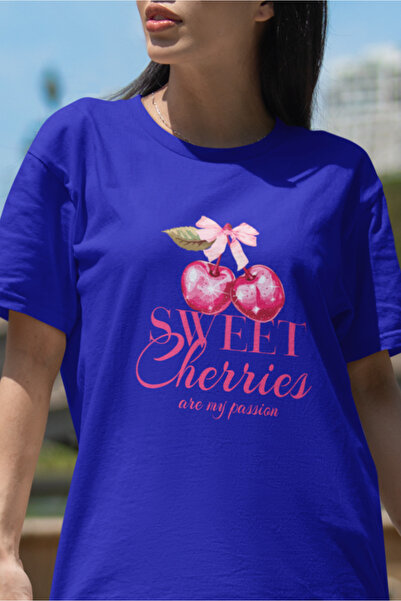 SUNFREE ПОПУЛЯРНИЙ ТРЕНД СОЛОДКІ ЧЕРЕШНІ БАСКІЛІ КАДІН ОВЕРСАЙЗ ТШІРТ