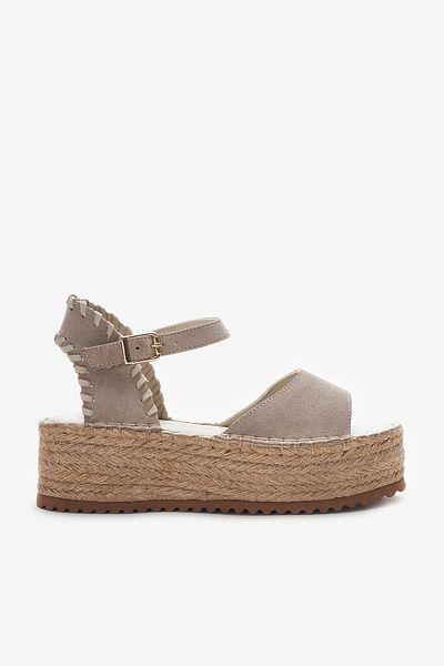 Louis Cardy Calas Beige Genuine Leather Women's Espadrille Sandals