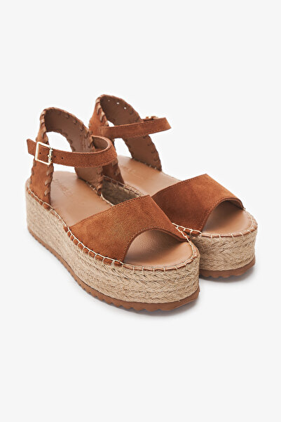 Louis Cardy Calas Tan Genuine Leather Women's Espadrille Sandals