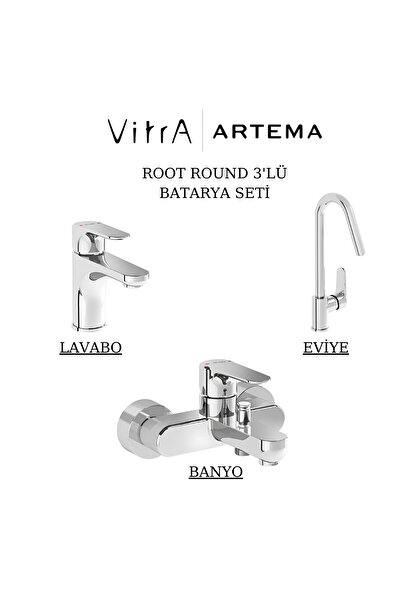 Artema Root Round Batarya Seti 3’Lü Banyo-Lavabo-Eviye