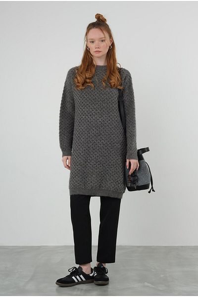 HEQA Spider Knitted - Πουλόβερ Μακρύ Ανθρακί