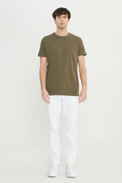 ALTINYILDIZ CLASSICS Ανδρικό μπλουζάκι από βαμβακερό χακί Slim Fit Slim Fit Crew Neck Stretch T-shirt