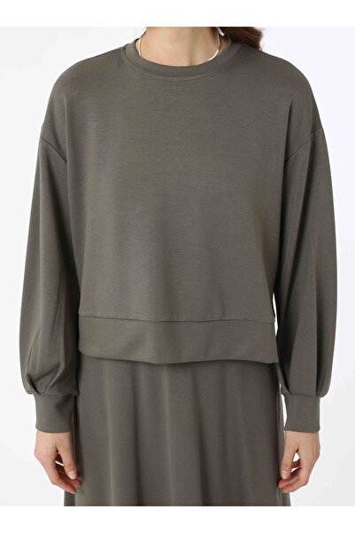 Benin Yumuşak Dokulu Rahat Sweatshirt & Etek Takım - Haki- Benin