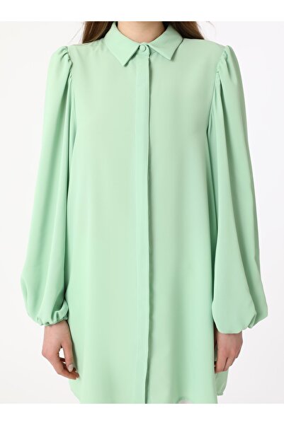 Refka Μεταξωτό Μπλουζάκι με Μανίκια Λεπτομέρεια Τουνίκ - Mint Green - Refka