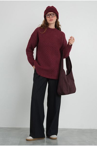 HEQA Pulover tricotat de păianjen burgundy