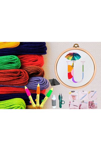 MBB ETİCARET Punch Set Embroidery Set with Hoop DIY Set Series 93