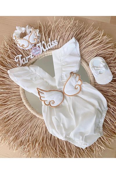 EBRU ÖZÖRGÜCÜ Girl's Winged Jumpsuit Bandana and Ballerina Socks