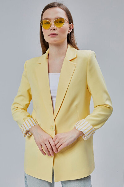 CoolLook Astarı Desen Detay Vatkalı Ceket Yakalı Uzun Kol Düğme Kapama İki Ce...