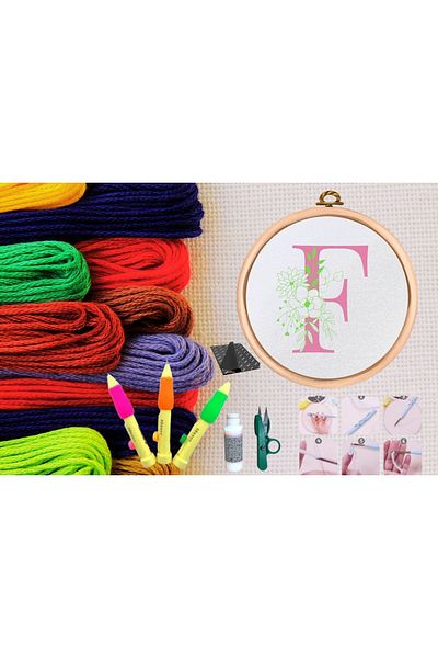 MBB ETİCARET Punch Set Embroidery Set with Hoop DIY Set Series 68