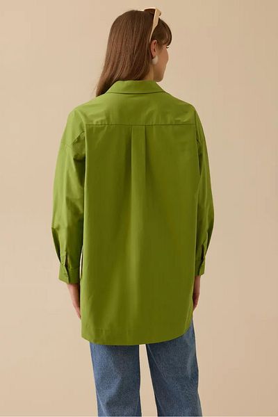 SEÇİL Πράσινο πουκάμισο Oversize - λεπτομερές με κουμπιά για γυναίκες