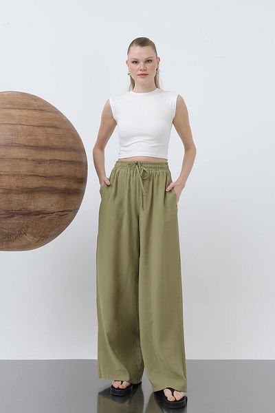 Soul Women's Elastic Waist Trousers - 32206Pnt - Olive