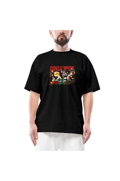 Z zepplin Μπλουζάκι Guns N Roses Band Concert Μαύρο Oversize