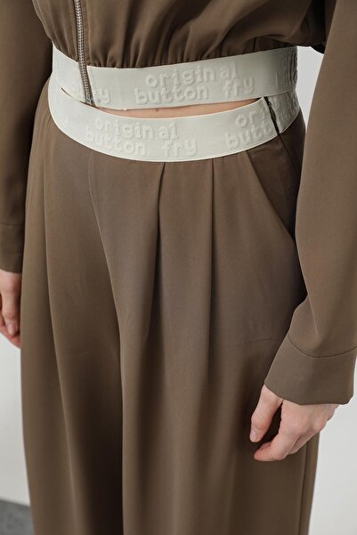 Soul Women's Pleated Elastic Trousers - 32133Pnt - Mink