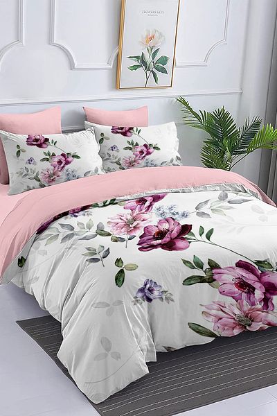 MonoHome Double Duvet Cover 100% Cotton Oeko-Tex ® Certified Special Woven Floral