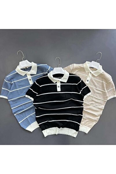 pepule Συσκευασία 3 τεμαχίων Κομψό πλεκτό μπλουζάκι με γιακά πόλο