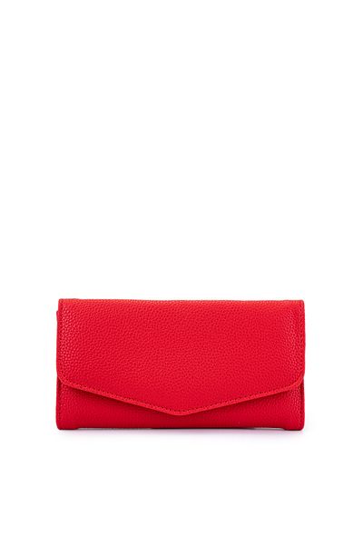 minebag Women's Red Detailed Faux Leather Wallet Zc183