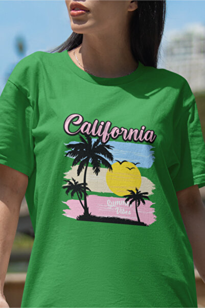 SUNFREE ПОПУЛЯРНИЙ ТРЕНД КАЛІФОРНІЯ З НАДРУКОМ ОВЕРСАЙЗ ЖІНОЧА ФУТБОЛКА
