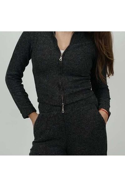 Hotfashion Corduroy Zipper Detail Knitwear Set