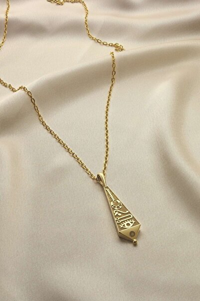 Cenova Jewelry 14 Ayar Altın Antik Sembol Hiyeroglif Şans Erkek Kolye