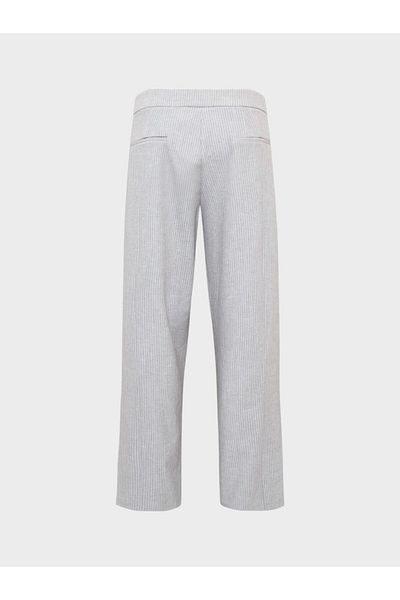 RİVUS Front Pleat Detailed Pocket Wide Leg Trousers - Gray Striped