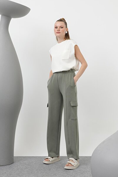 Soul بدلة رياضية نسائية بتفاصيل جيب - 32156PNT - كاكي