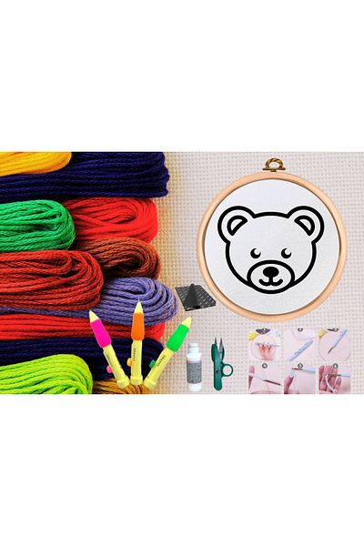 MBB ETİCARET Punch Set Embroidery Set with Hoop DIY Set Series 60