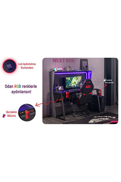 Ritmik Next Game Genç Odası ( 3 Kapaklı Dolap (Lite) + 100*200 Karyola + Çalışma Masası )