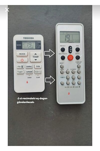 Toshiba Klima Kumandası (1 kalite pil hediye)