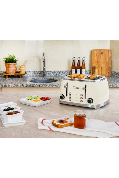 Zilan Φρυγανιέρα Retro ZLN1214, 4 φέτες ψωμί, 1500W, 6 βήματα, απόψυξη, ζέσταμα, αντιολισθητικά πόδια