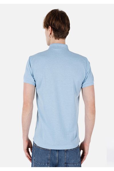 Colin's Tricou albastru cu mânecă scurtă pentru bărbați, cu gât polo, cu croială clasică
