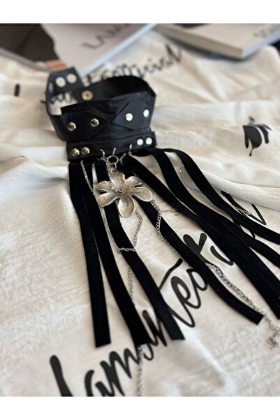 LAMANTE SİYAH DERİ CHOKER KOLYE
