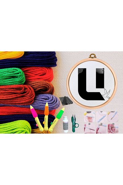 MBB ETİCARET Punch Set Embroidery Set with Hoop DIY Set Series 91