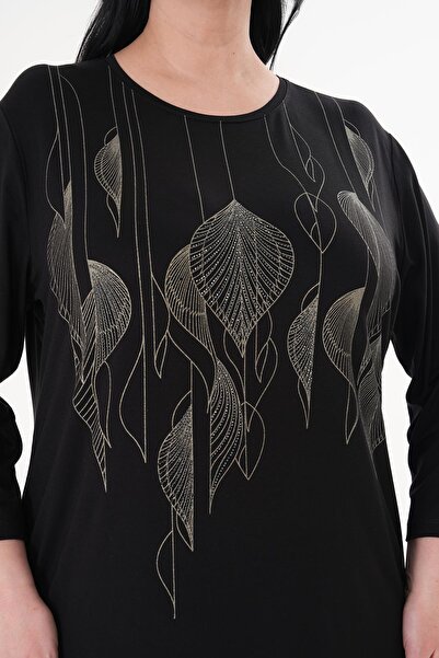 Siyezen Large Size Stone Printed Oversize Dress