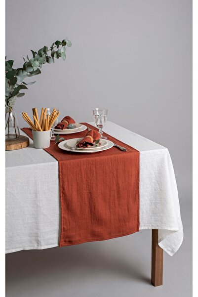 Linen Mood Premier Tarçın Renk Panama Keteni Runner 40 X 150cm