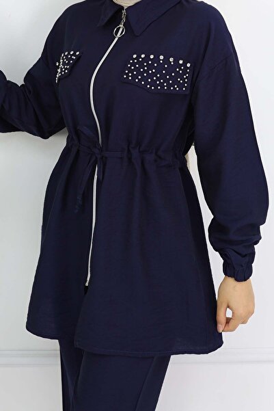 benguen Синій льняний комплект з каменями - Airobin 4766