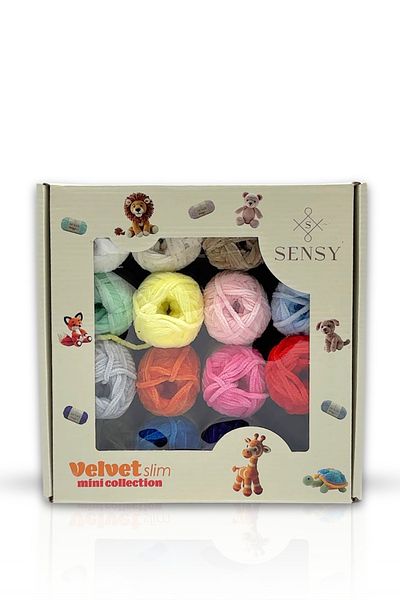SENSY Velvet Slim Mini 16 Pieces Yarn - Hand Yarn Producing Velvet and Amigurumi