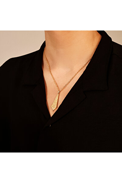 Cenova Jewelry 14 Ayar Altın Antik Sembol Hiyeroglif Şans Erkek Kolye