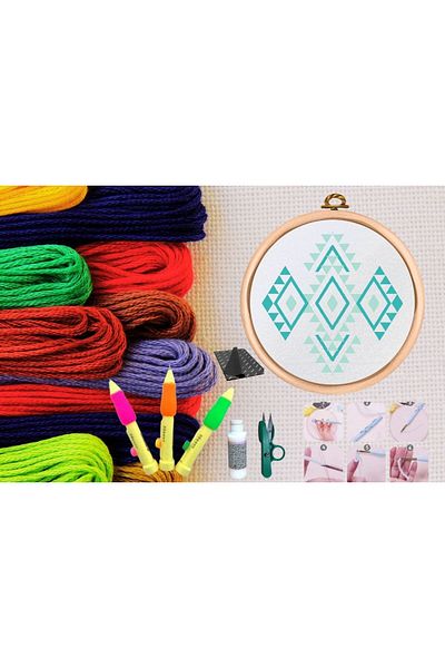 MBB ETİCARET Punch Set Embroidery Set with Hoop DIY Set Series 105