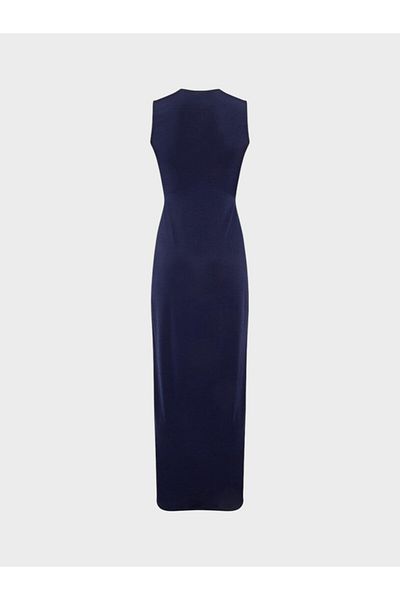 RİVUS Twisted Front Sleeveless Long Dress - Navy Blue
