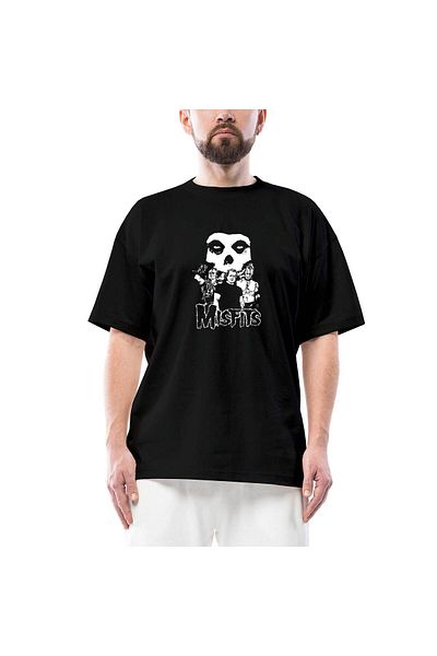 Z zepplin Misfits Group Logo Μαύρο υπερμεγέθη μπλουζάκι