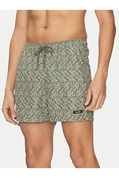 Calvin Klein Men's Elastic and Rope Tie Waist Patterned Mesh Inner Lined Gree...