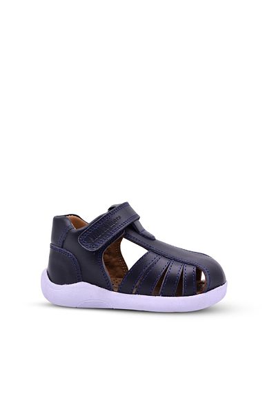 kids A more Single Velcro Leather Soft First Step Sandals Navy Blue